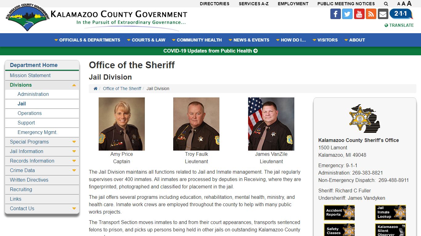 Jail Division - Office of the Sheriff - Kalamazoo Michigan ...